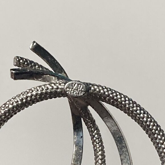 Vintage Sterling Silver 925 Modernist Round Textured Brooch Minimalist MCM - Picture 7 of 11